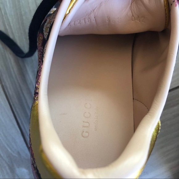 Rare GUCCI Brocade Floral Purple Sneakers Aces 6.5 - Picture 7 of 8